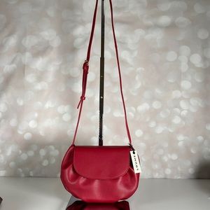 LOUME Red Faux Leather Shoulder Bag NWT